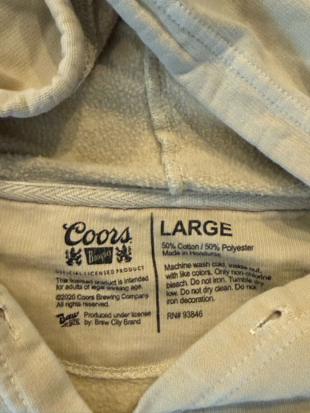 Men Coors Banquet Yellow Hoodie - Picture 5 of 5